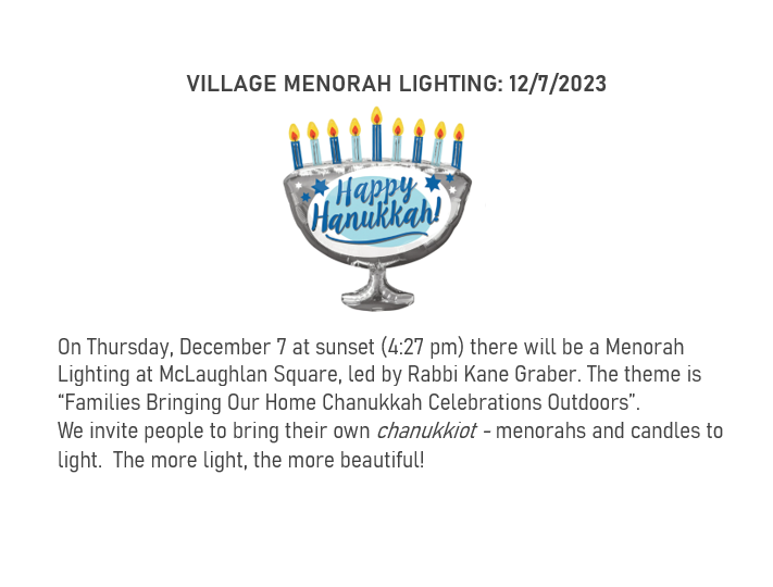 Village Menorah Lighting on December 7